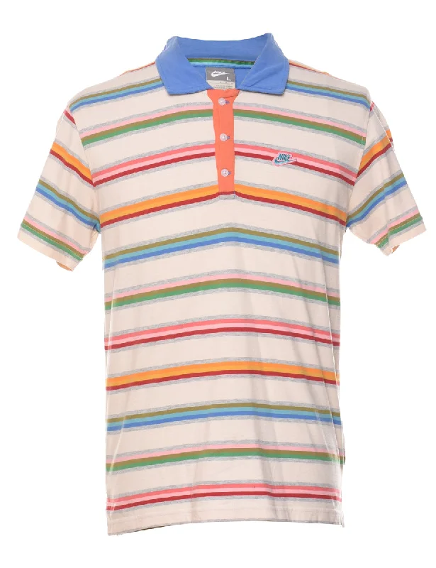 Celebrity Style Nike Striped Multi-Colour Polo Shirt - L