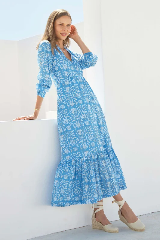 Comfortable And Casual Nora Dress | Blue/White