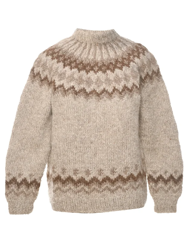 Elegant Outline Nordic Beige Jumper - M