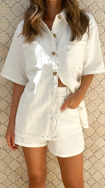 Ultra-lightweight Olivia Shirt and Shorts Set - White