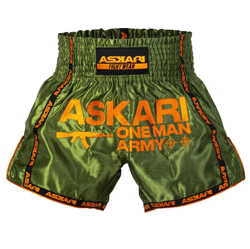 Design Perception "ONE MAN ARMY" MUAY THAI SHORTS [KHAKI]