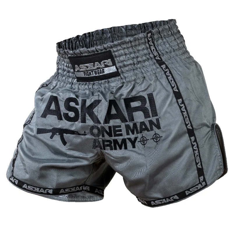 Stunning Fashion "ONE MAN ARMY" MUAY THAI SHORTS [GREY]