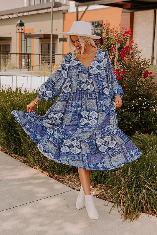 Girl Style Orchard Oasis Paisley Maxi Dress in Blue