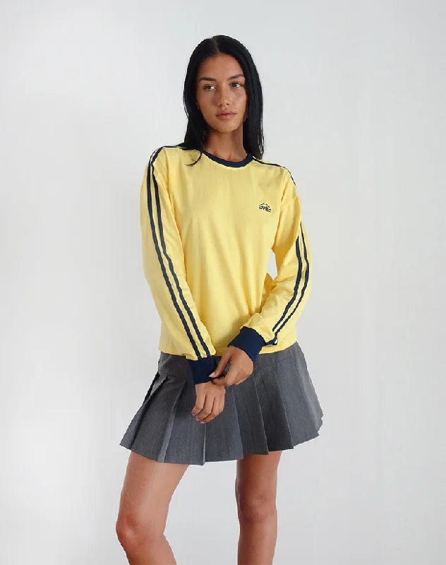 Effortless Looks Prata Long Sleeve Top in Lemonade with Navy Binding