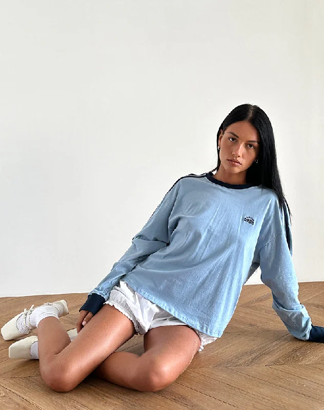 Cozy Pants Prata Long Sleeve Top in Nantucket Blue with Navy Binding