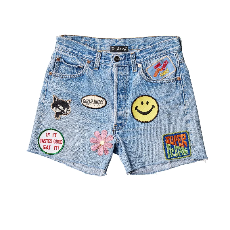 Dessert Matching RILEY VINTAGE All Patched Up Denim Shorts SHIPS IN 2 WEEKS