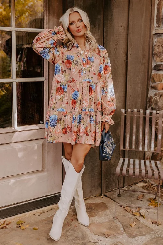 Celebrity Style Serene Energy Floral Mini Dress in Blush