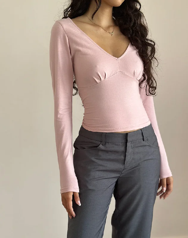 Soft Textures Sisil Long Sleeve Top In Pink Lady