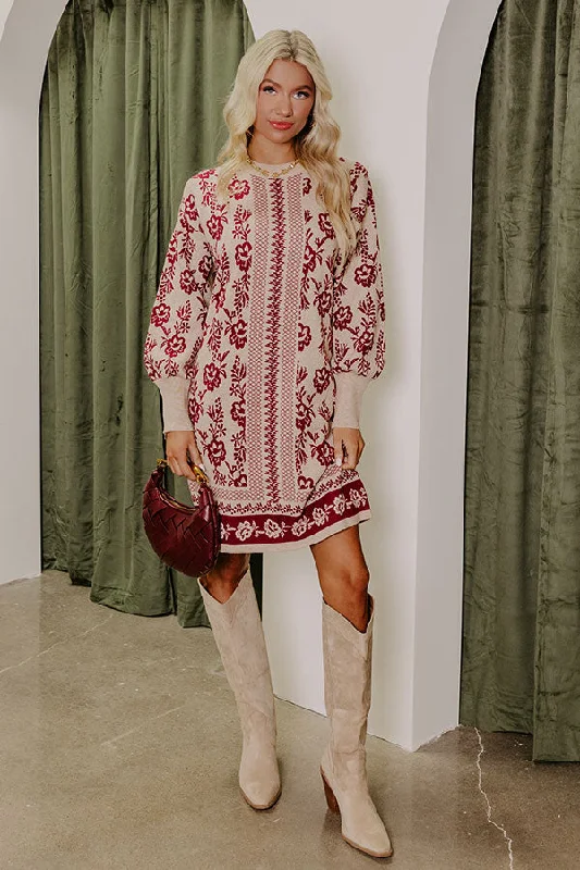 Floral Prints Sweetest Smile Floral Sweater Dress in Iced Latte