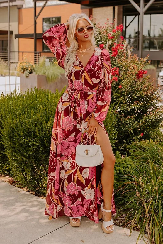 Thin Design Vineyard Chic Wrap Maxi Dress