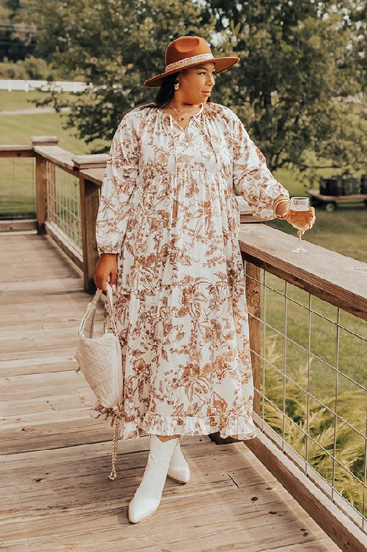 Fashion Comfort Wine Lover Satin Floral Maxi Dress Curves